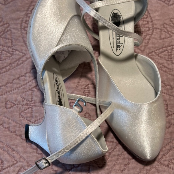 Featherlite Ballroom Dance Shoes - 9 Narrow - Carol White Satin, 1.3" Heel - Picture 8 of 14